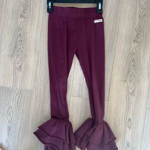 Sew sassy flare Ruffle Hem Kids Leggings in Maroon